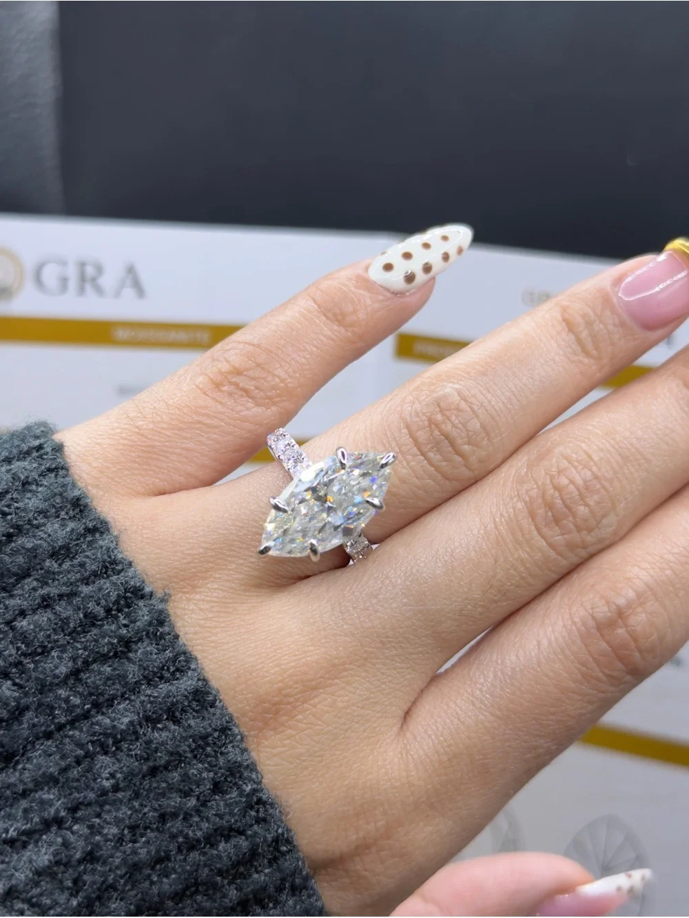 10ct marquise cut big vvs1 Moissanite engagement ring sz 7